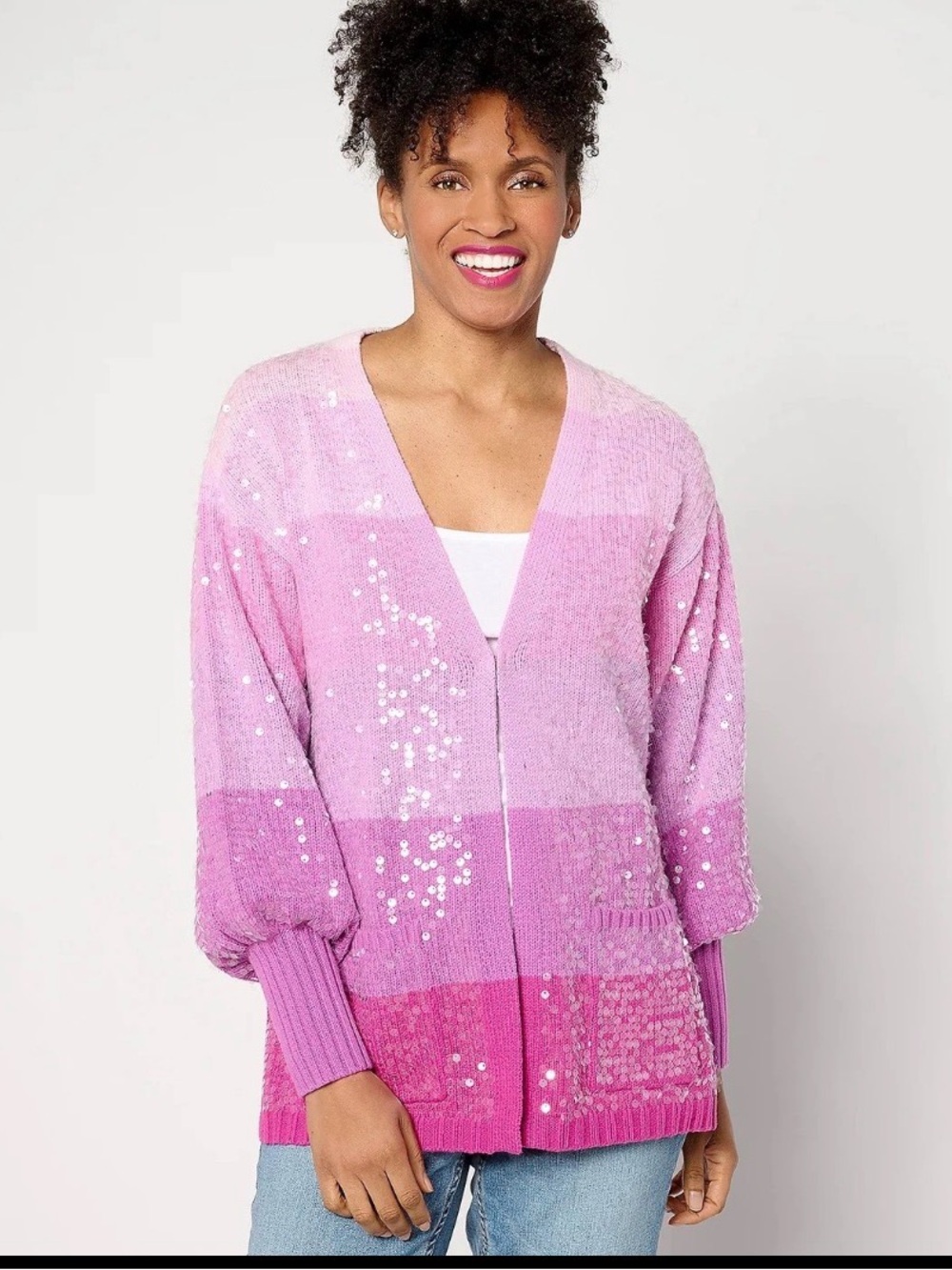 NWT Pink Ombre Sequin Cardigan